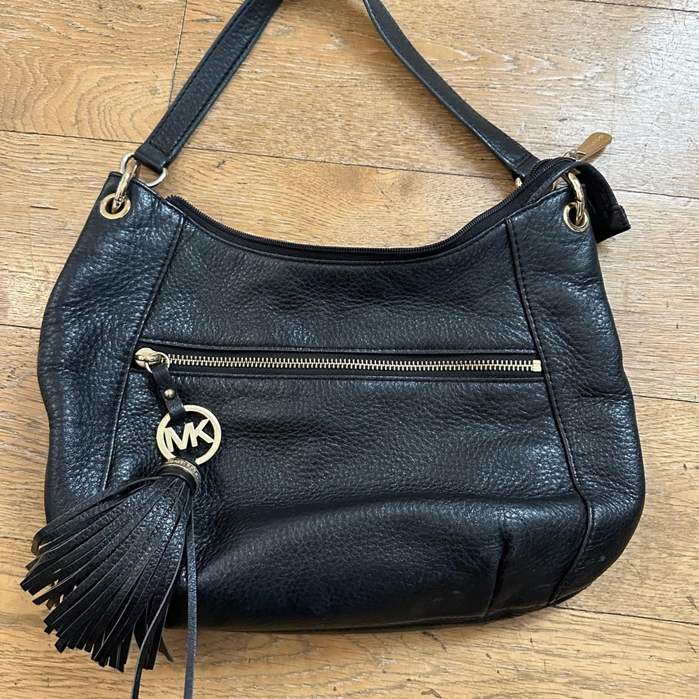 Michael Kors Black Pebbled Leather Hobo Bag